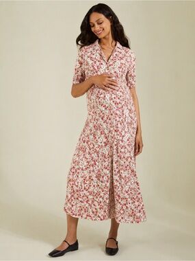 Isabella Oliver Miranda Ditsy Print Maternity Midi Dress Size S